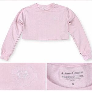 Ariana Grande Cropped Sweatshirt pink Graphic Top Break Up With Ur GF Size S